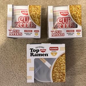 Nissin Cup Noodles Ramen Cup and Spoon Set - White